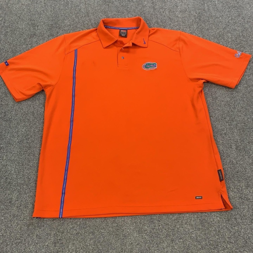 VTG Florida Gators Polo Shirt Mens Large Orange NCAA Football Nike Dri-FIT Top